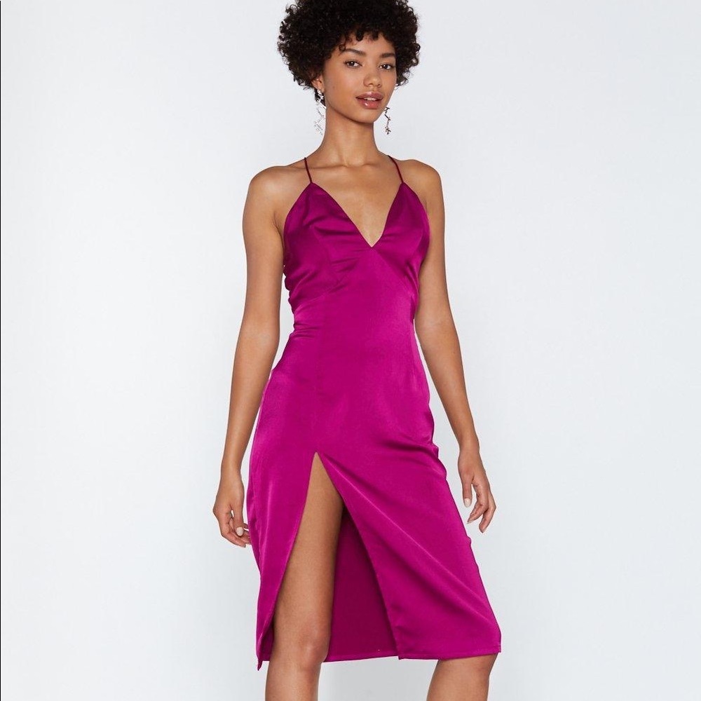 SOLD🤑 NWT Nastygal Satin Slip Dress Purple